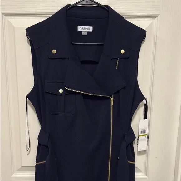 Calvin Klein Motto Style Navy Sheath Dress. Size 14 Never Worn. - Picture 3 of 13